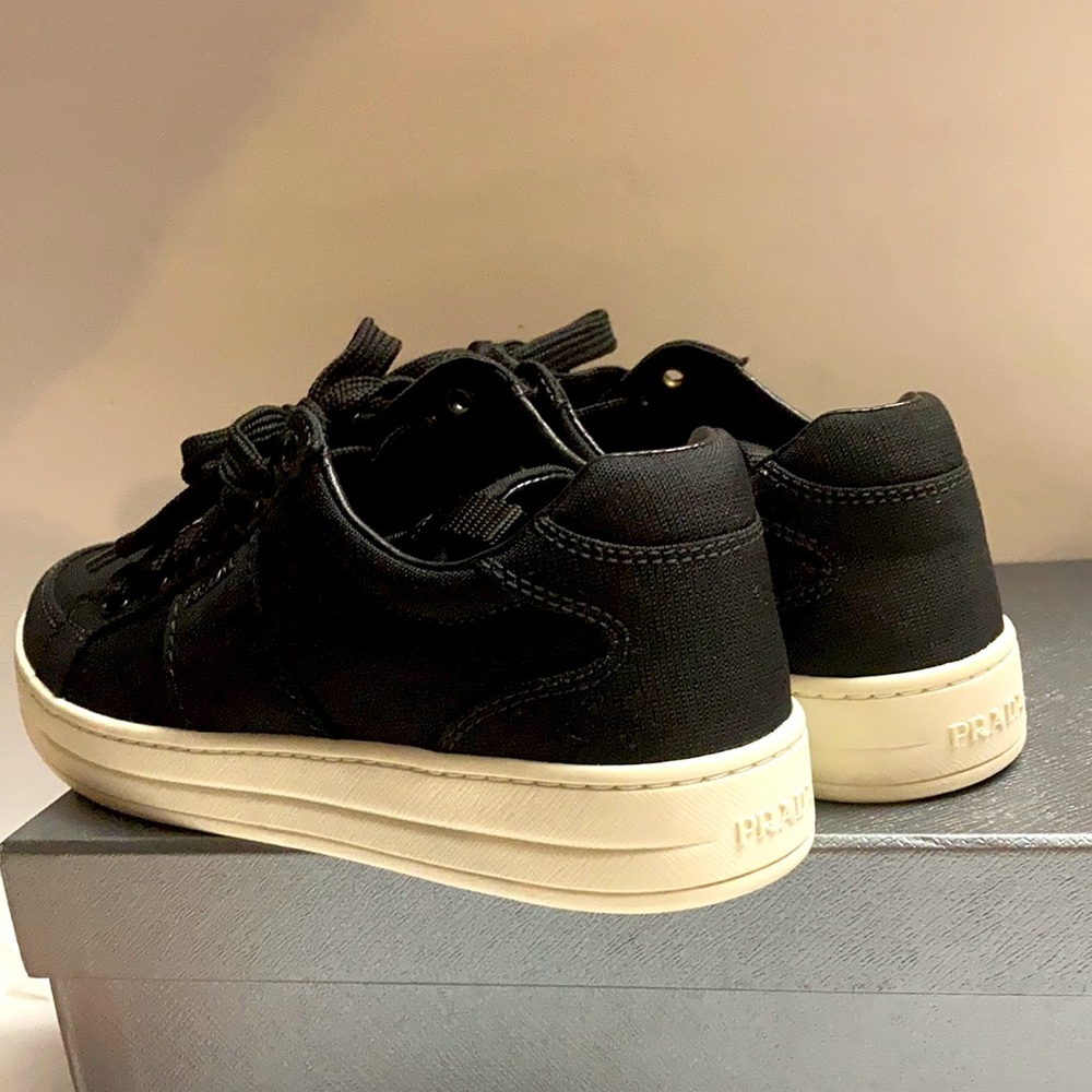 PRADA New! Fabric Nylon Leather Vintage Gabardine Sneakers Size 36 1/2 - Picture 12 of 13